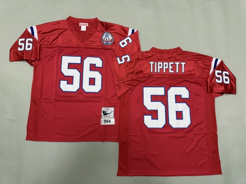 Men 2025 New England Patriots #56 Tippett red Throwback Limited NFL Jersey style 001